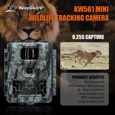 KW561 トレイルインファカメラ ミニ 30MP 0.25s スピード 4K ビデオ解像度 防水 CMOS センサー SD Me