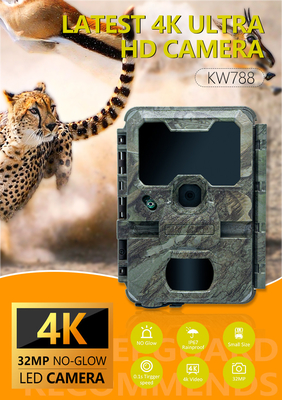 KW788 トレイルカメラ 狩猟カメラ 防水 0.1s トリガー 4K 32MP ナイトビジョン 防水赤外線カメラ
