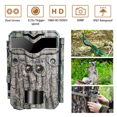 デュアルレンズ KW698A 0.25s 触覚速さ 30MP 4K ビデオ 無光 120フィート 夜間範囲 防水 IP67 最大 512GB 野生動物の鹿を見る
