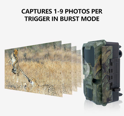 32MP カモフラージュ IP66 防水 ナイトビジョン 狩猟カメラ 4K ビデオと 512GB メモリーカード容量