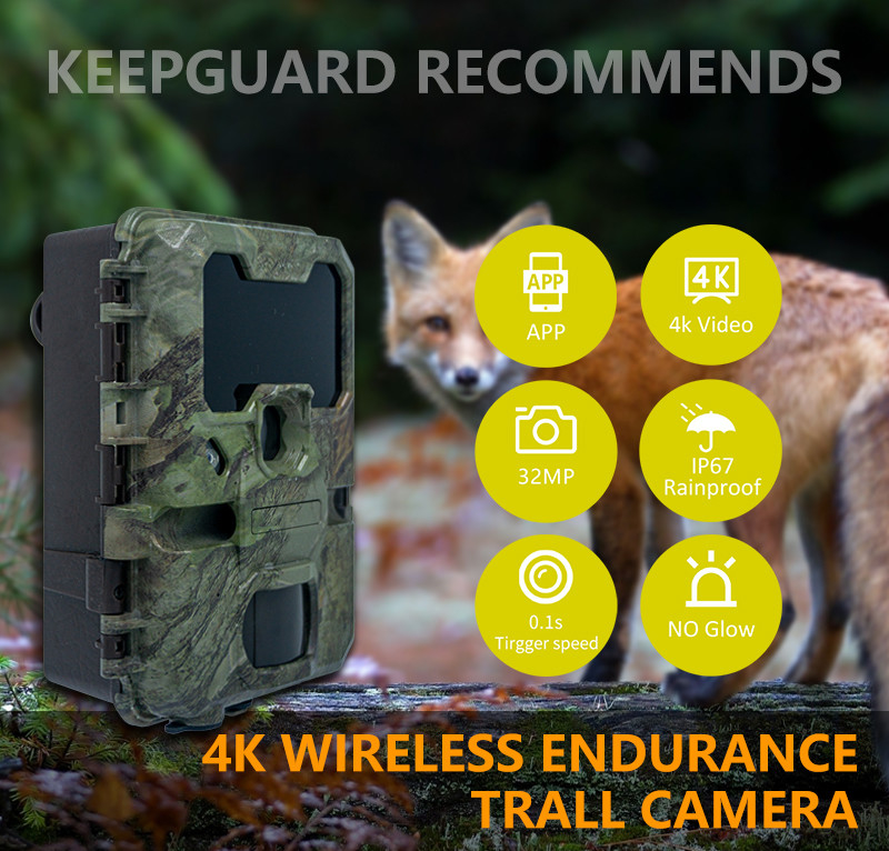 WIFIトライルカメラ KW866 防水 IP67 OEM/ODM最大 512GB ストレージ SDメモリーカード 32MP 4K野生生物カメラ