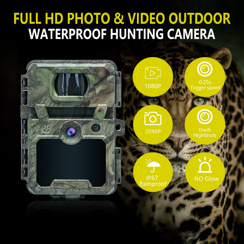 30MP カモフラージュ IP66 防水狩猟カメラ PIRセンサーと 48pcs 無光 IR LED HD 狩猟カメラ